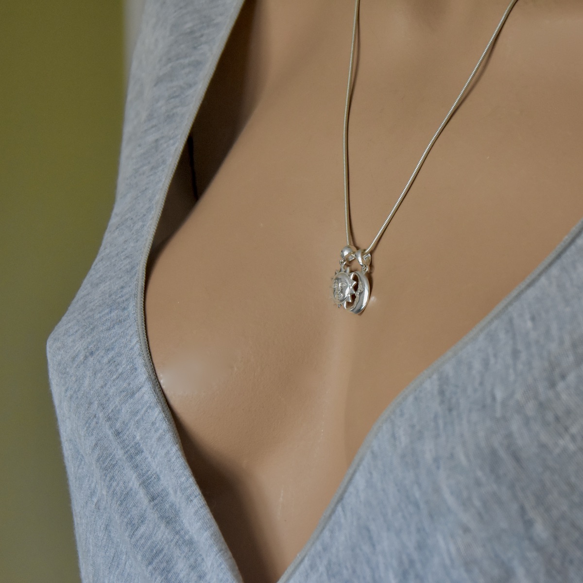 Sun Moon Pendant Sterling Silver .925 Necklace Chain Charm Celestial Unisex Jewellery Gift Present - Image 5