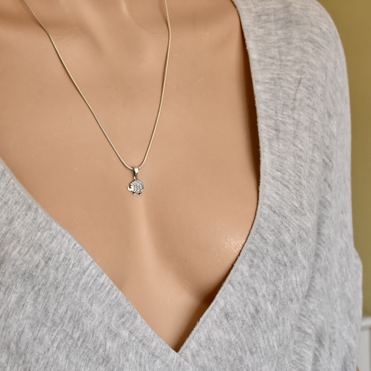 Hedgehog Pendant Sterling Silver .925 Small Charm Animal Nature Necklace Unisex Jewellery - Image 3