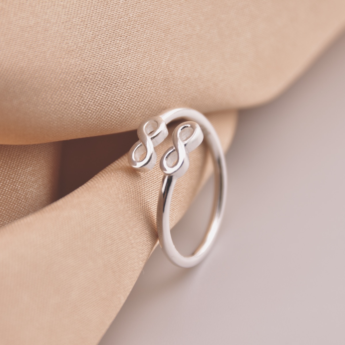 Double Infinity Adjustable Ring Sterling Silver 925 Jewellery "Grace" - Image 3