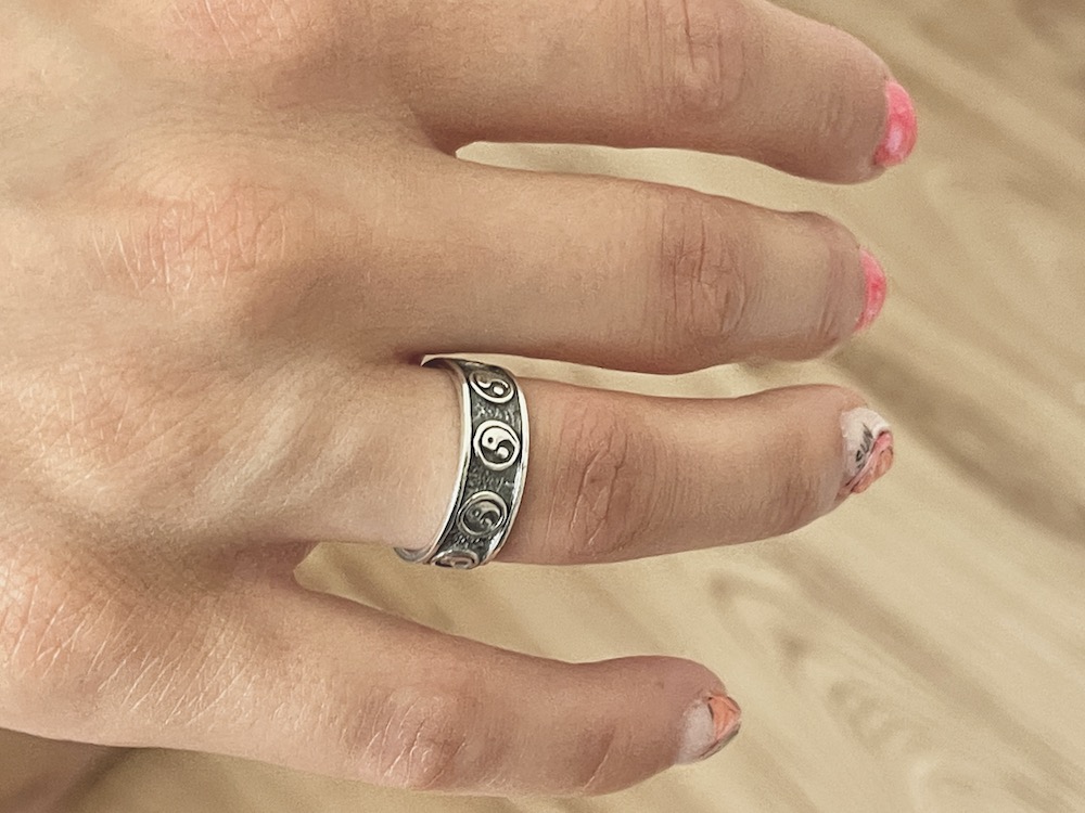 Yin Yang Sterling Silver 925 Spiritual Band Ring "Black&White" - Image 4