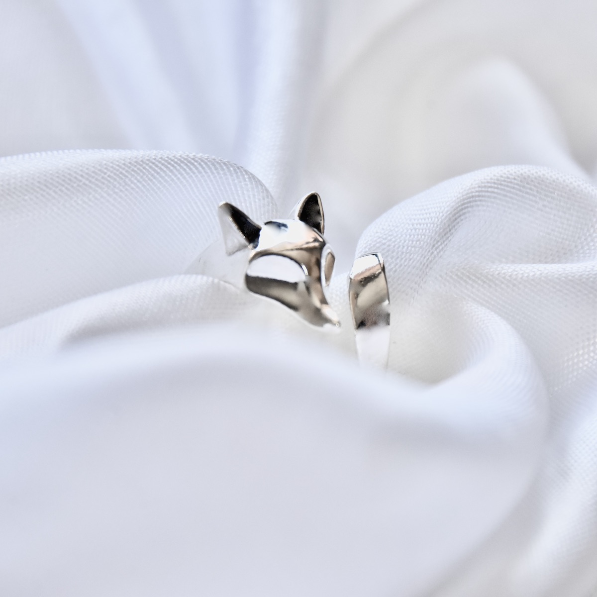Fox Ring Sterling Silver 925 Adjustable Design Open Animal Ring Minimalist Modern Trending Stackable Wrap Accessory - Image 2