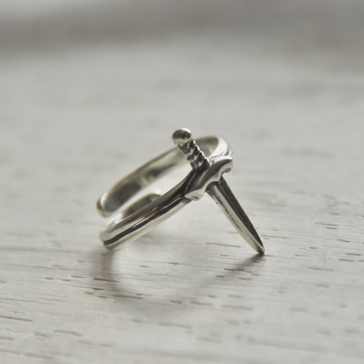 Sword Ring Sterling Silver 925 Minimalistic Stacking Dagger Adjustment Open Wrap Ring Dainty Women Girl Birthday Gift Present - Image 3