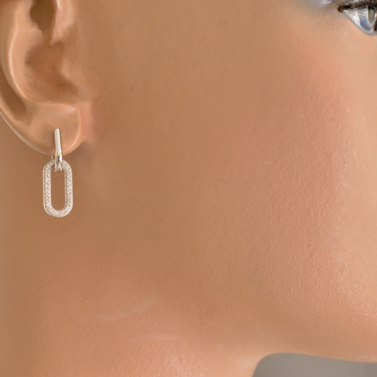 Double Hoop Earrings Sterling Silver 925 Sparkle Pave Gemstones Dangle Drop Style Minimalist Dainty Elegant Handcrafted Jewelry Gift Present - Image 3