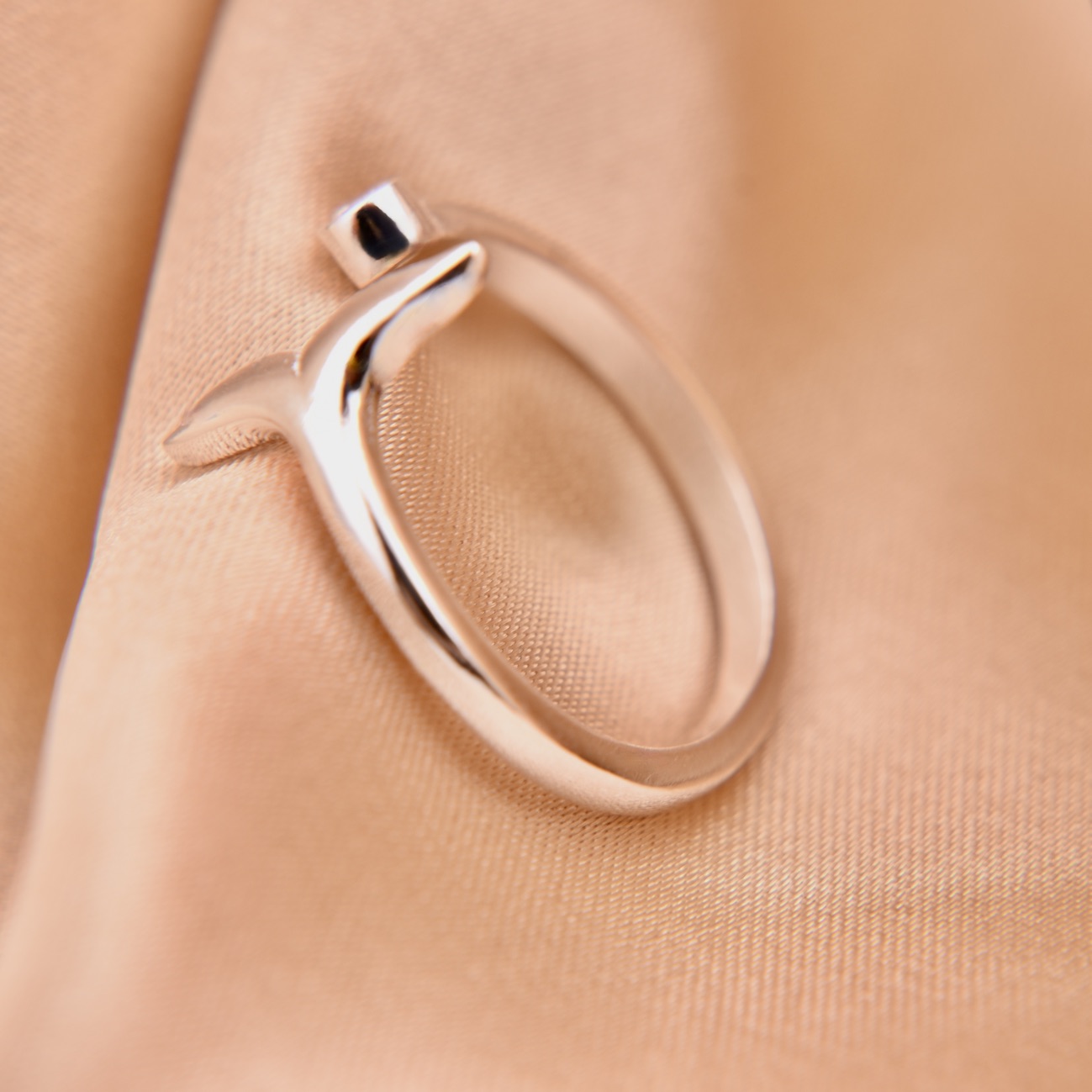 Mermaid Tail Ring Sterling Silver 925 CZ Gemstone Jewelry Adjustable Open Band Stacking Minimalist Ring - Image 2