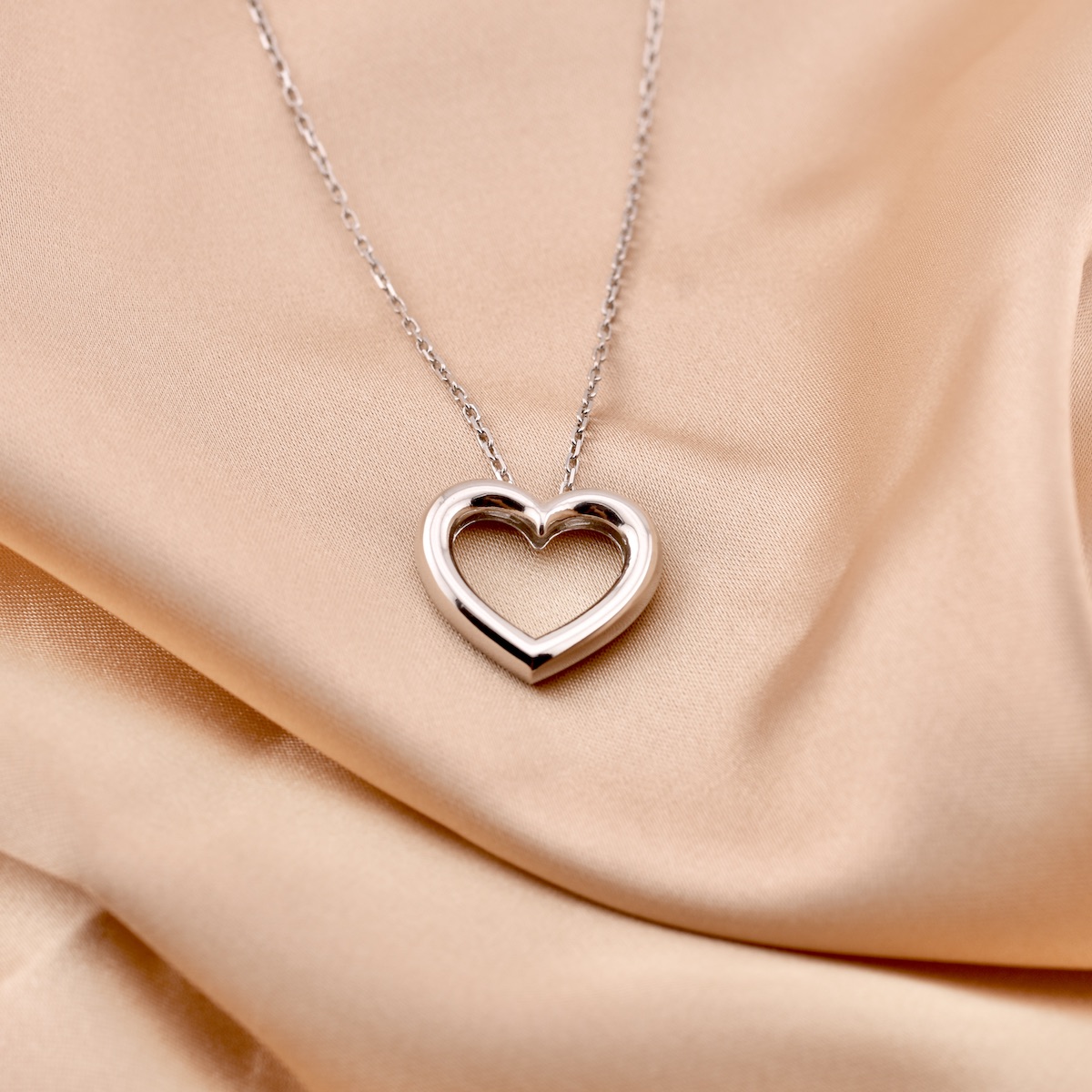 Sterling Silver 925 Open Puff Heart Necklace Pendant Love Friendship Minimalist Style Chain Charm Jewelry Present Gift - Image 2