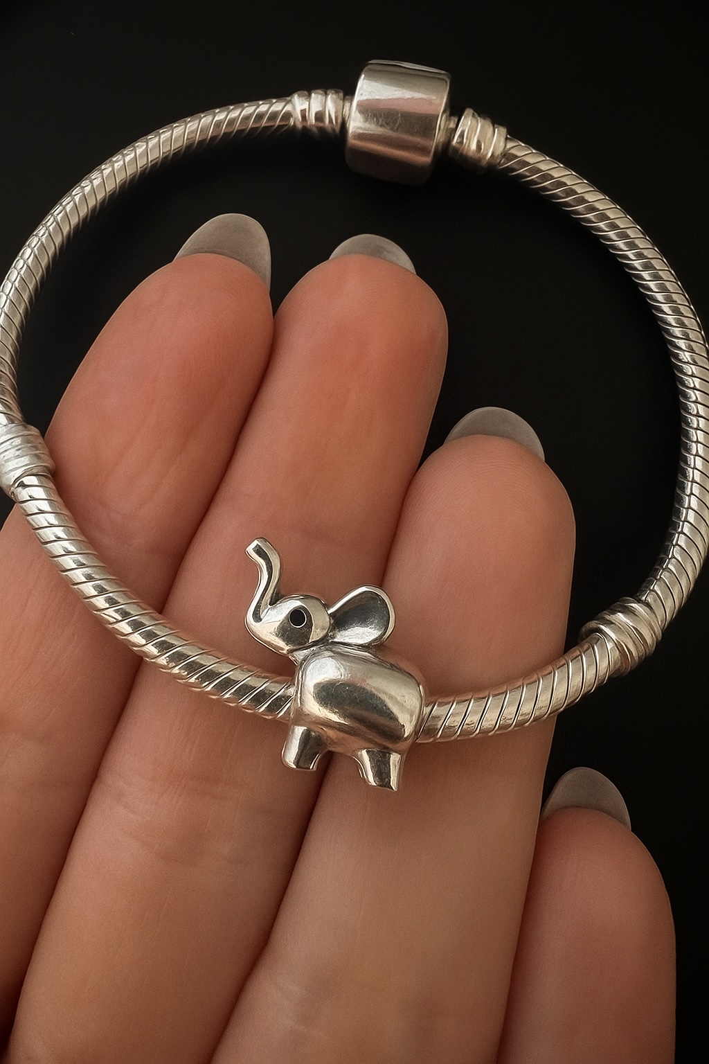 Sterling Silver 925 Elephant Bracelet Charm Good Luck Animal Bead Bracelet Accessory - Image 2