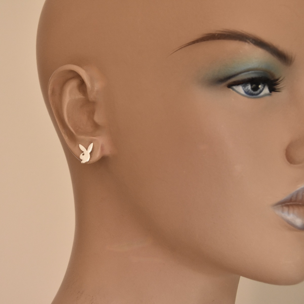 Playboy Stud Earrings Sterling Silver .925 Bunny Studs Minimalist Simple Jewellery Rabbit Earrings Unisex Gift Present - Image 3