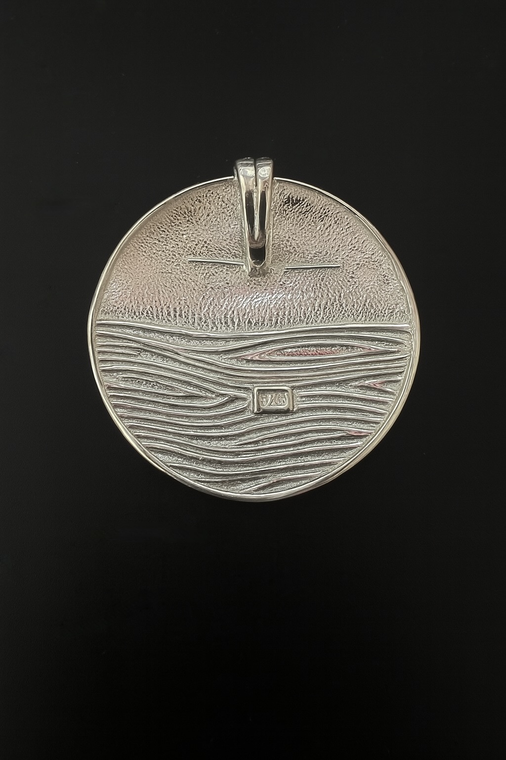 Ocean Waves Sterling Silver 925 Large Pendant Charm Circle Ocean Sea Sunset Jewellery Gift - Image 3