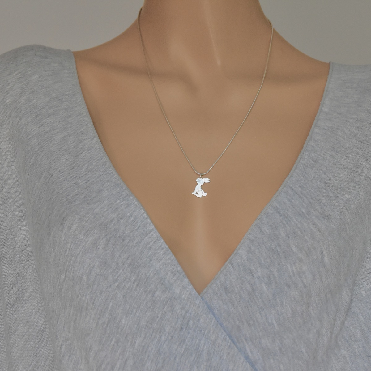 Sterling Silver .925 Rabbit Pendant Animal Bunny Necklace Pet Jewelry Unisex Gift Easter Gift - Image 3