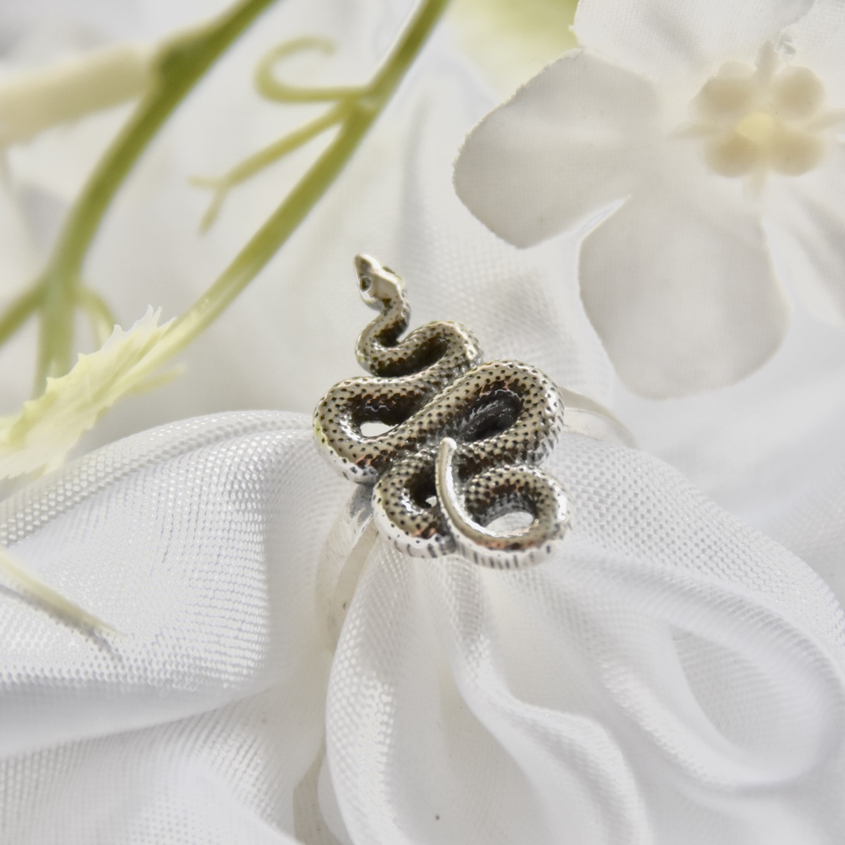 Snake Ring Sterling Silver 925 Stacking Serpent Reptile Animal Adjustment Open Wrap Ring Dainty Bohemian Unisex Jewelry Gift Present - Image 2