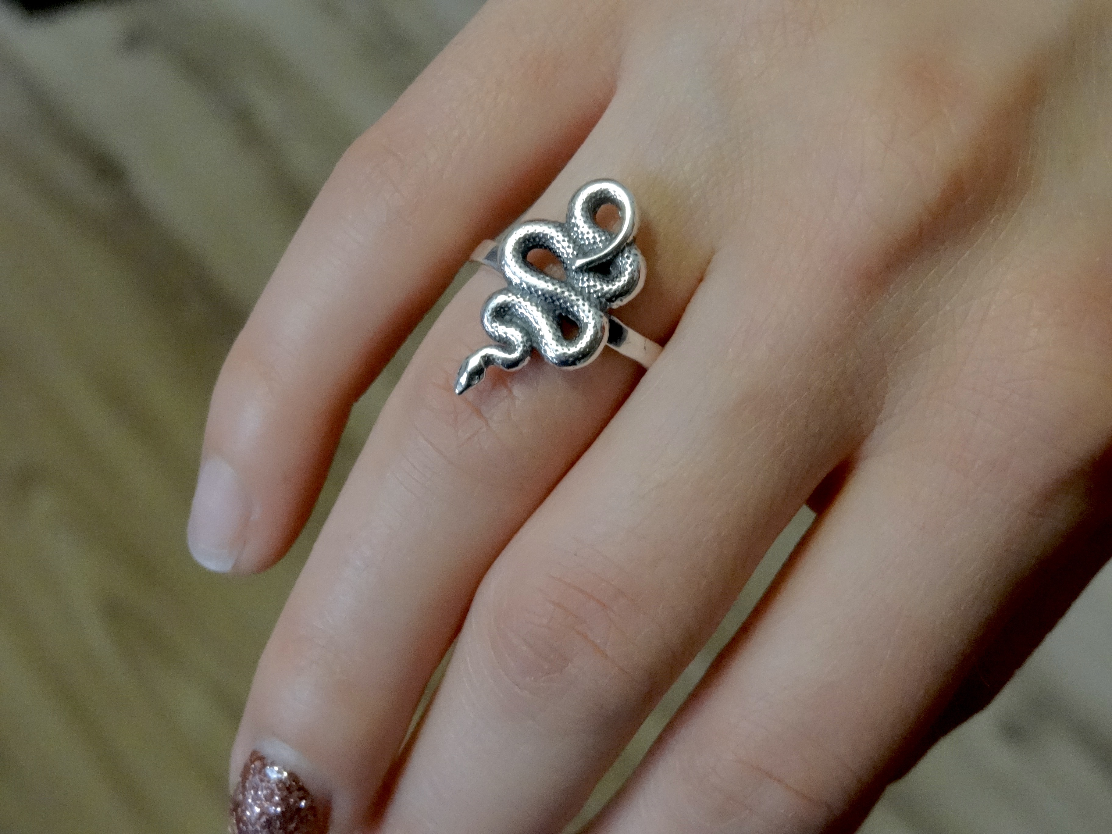 Snake Ring Sterling Silver 925 Stacking Serpent Reptile Animal Adjustment Open Wrap Ring Dainty Bohemian Unisex Jewelry Gift Present - Image 4