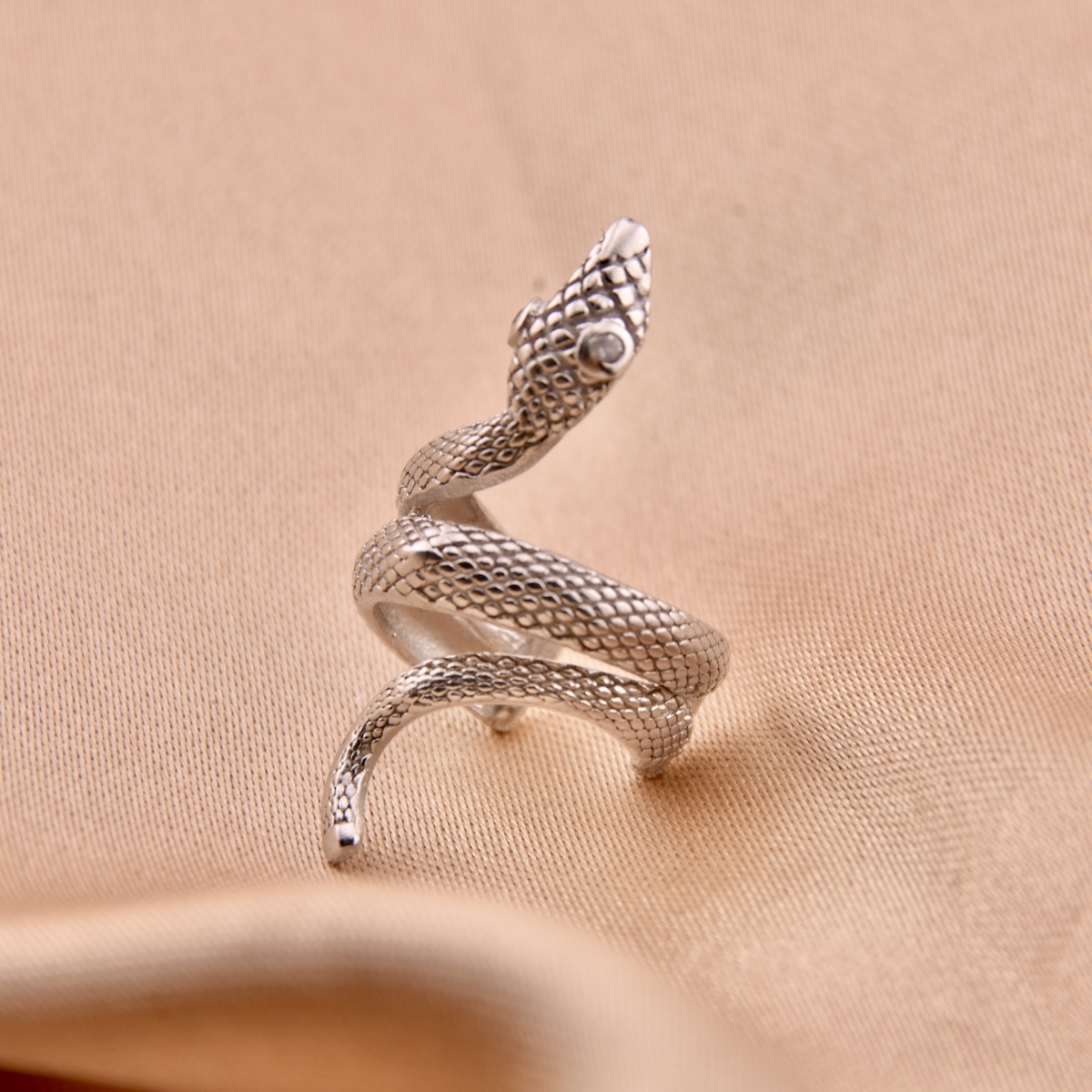 Serpentine .925 Sterling Silver Snake Ear Cuff Conch Ear Wrap Gothic Reptilian Accessory Unique Handcrafted Statement Jewelry - Image 2