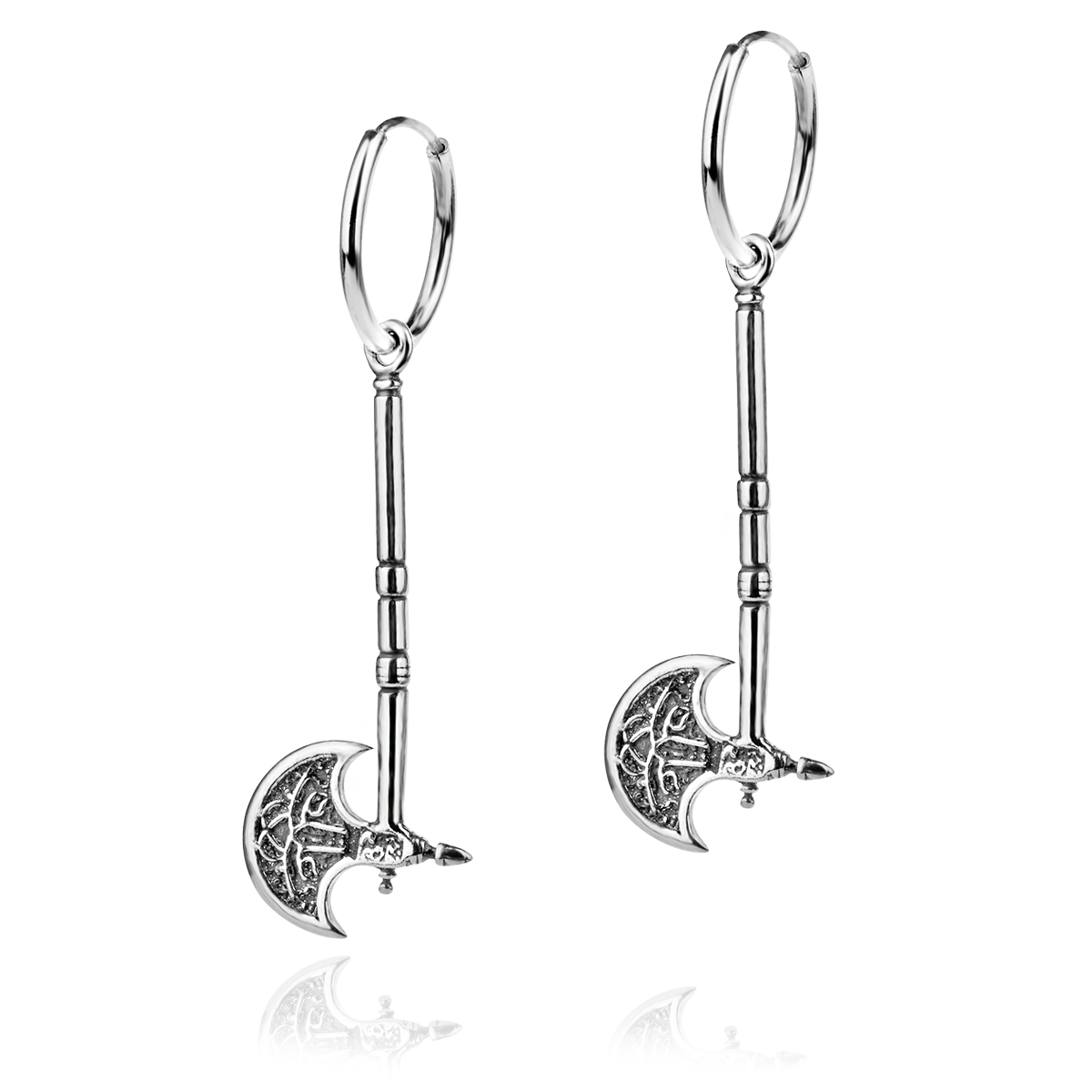 Viking Axe Hoop Earrings Sterling Silver 925 Unisex Jewellery "Nord"