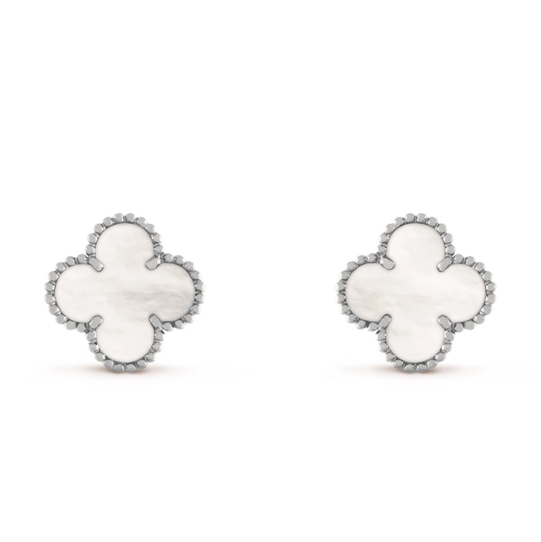 Silver clover earrings with mother of pearl