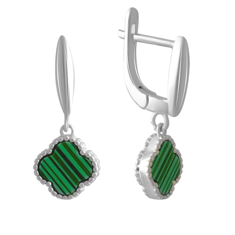 Green Malachite Earrings Sterling Silver 925 Dangle Drop Jewellery "Emerald"