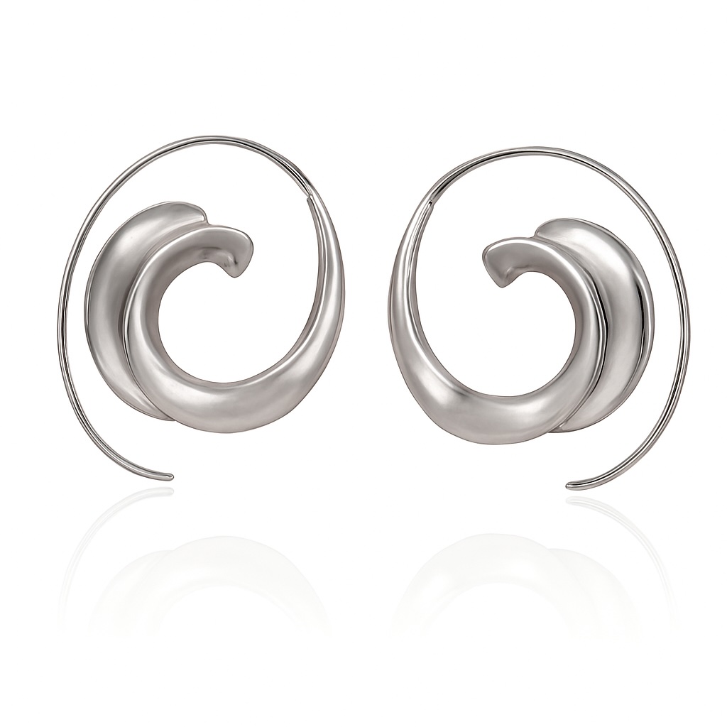 Hoop Spiral Swirl Earrings Sterling Silver 925 Ear Wire Thread Pair Earrings Women Girl Present Gift Jewelry