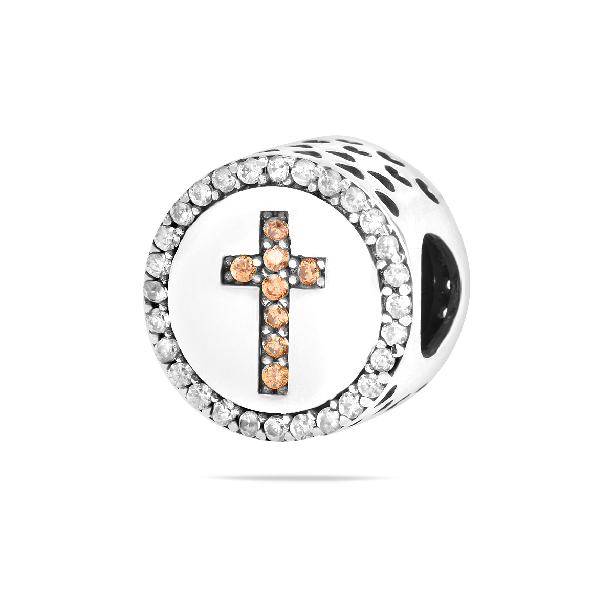 Sterling Silver 925 Cross Bracelet Bead Charm “Faith & Light”