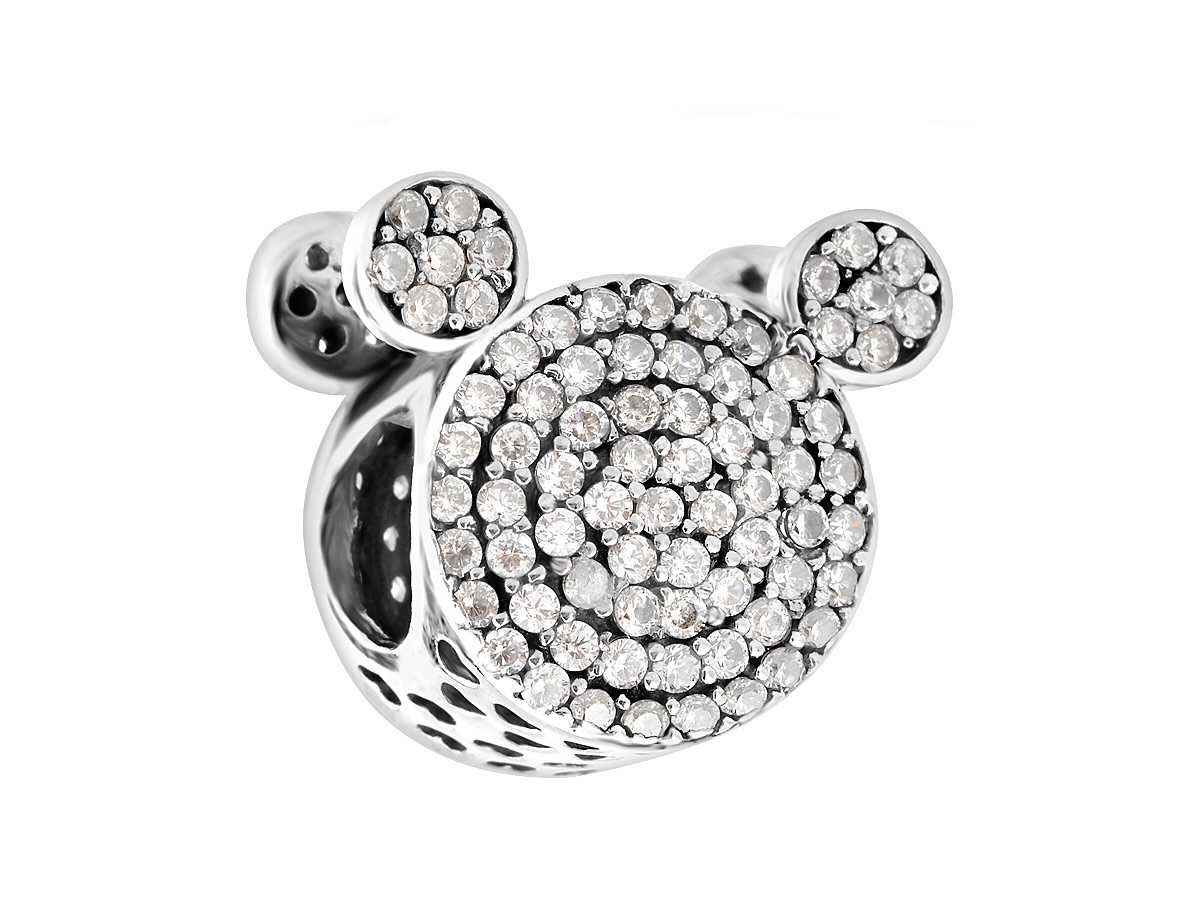 Sterling Silver 925 Sparkling Mouse Head Bracelet Charm