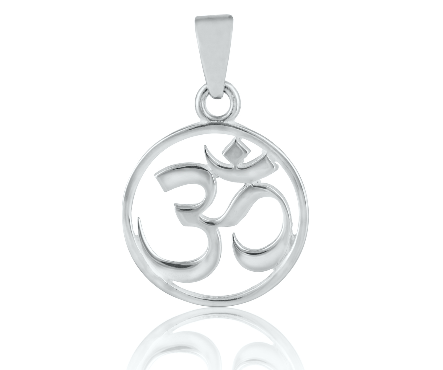 Minimalist Om Round Pendant Sterling Silver Spiritual Necklace Charm