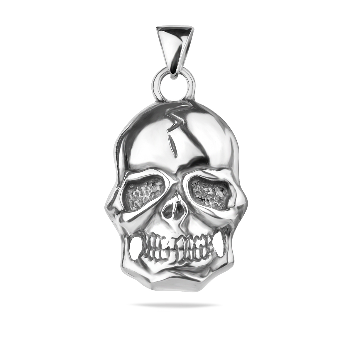 Large Unisex Skull Pendant Sterling Silver 925 Oxidised Biker Necklace Jewellery