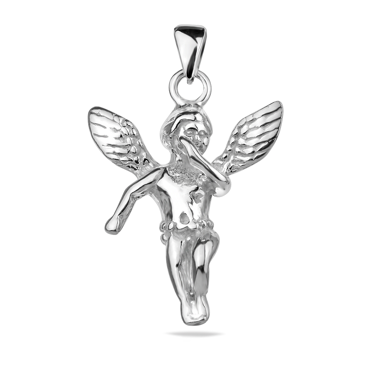 Polished Sterling Silver 925 Guardian Angel Pendant