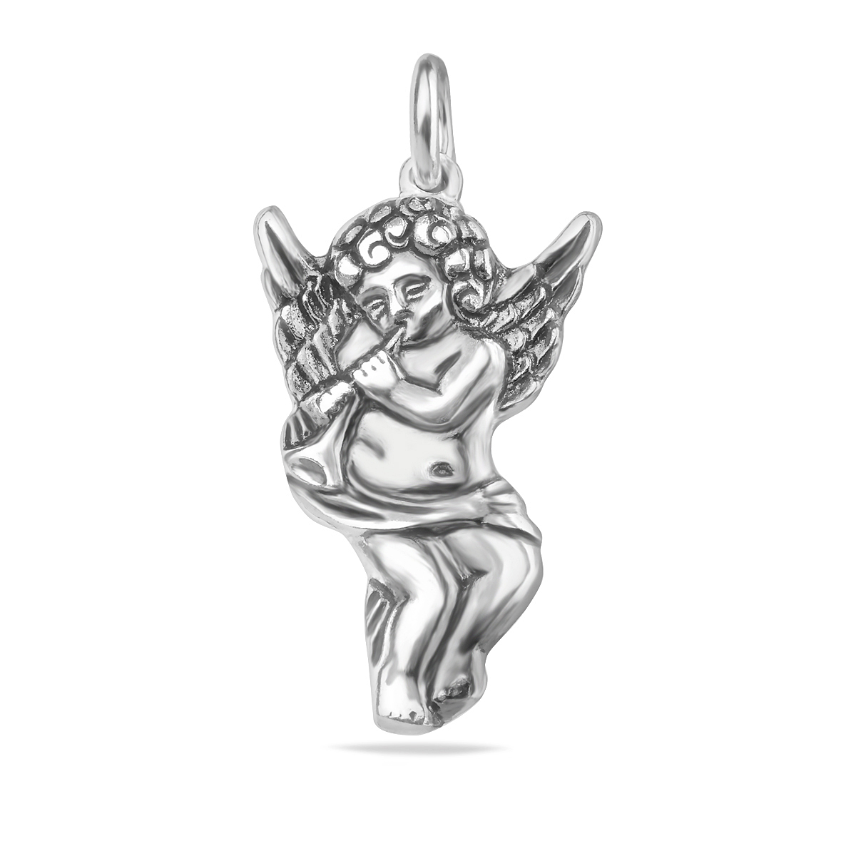 Religious Guardian Angel Pendant Sterling Silver 925 Necklace Oxidised Chain Jewellery