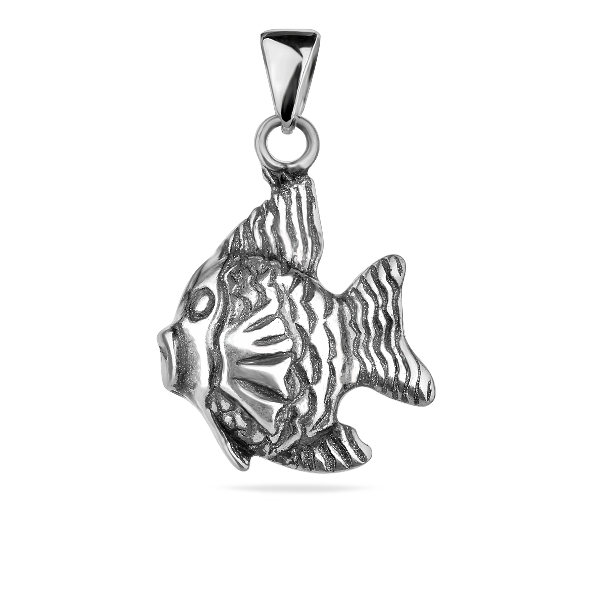 Sterling Silver .925 Fish Necklace Pendant Large Sea Animal Charm Unisex Nautical Jewellery Present Gift Idea