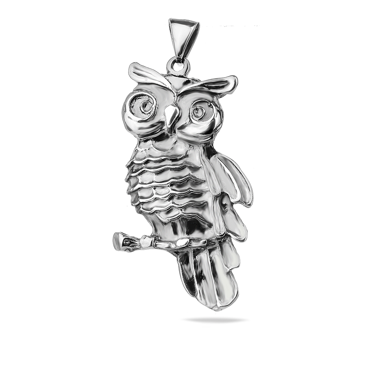 Owl Sterling Silver 925 Pendant Necklace Chain Large Charm Solid Jewellery Gift Accessory Gift Idea