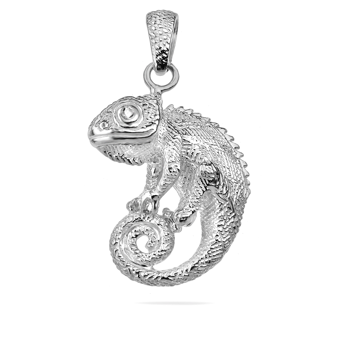 Chameleon Lizard Pendant Solid Sterling Silver 925 Cubic Zirconia Necklace Charm Unisex Jewellery Gift