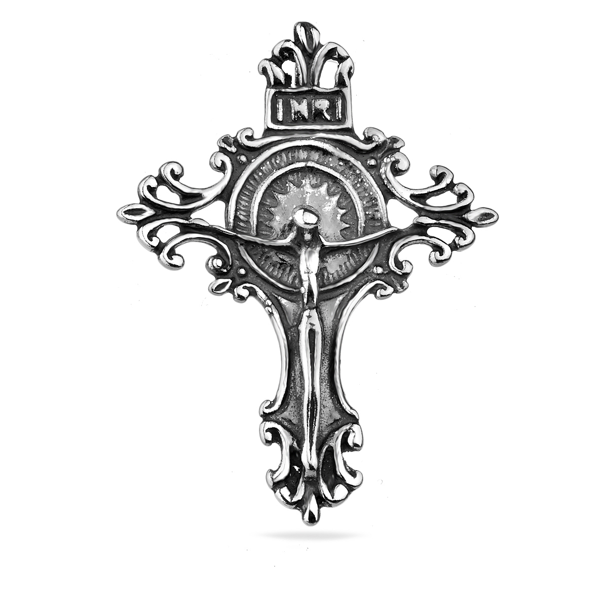 Jesus Christ Crucifix INRI Cross Sterling Silver 925 Pendant Large Charm Religious Necklace Jewellery Unisex Gift
