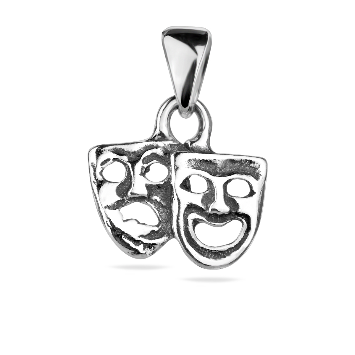 Sterling Silver .925 Pendant Drama Comedy Theatre Mask Happy Sad Face Jewellery Small Necklace Charm Bracelet Charm Unisex Present Gift Idea