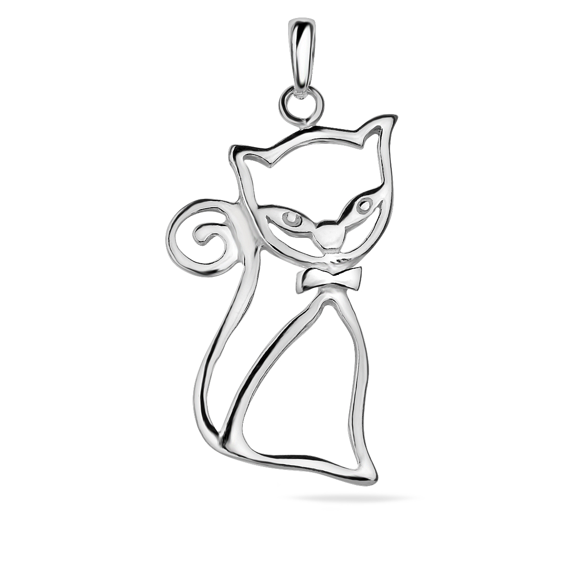 Cat Pendant Sterling Silver .925 Cat Silhouette Necklace Charm Women Girl Gift Animal Jewellery Present