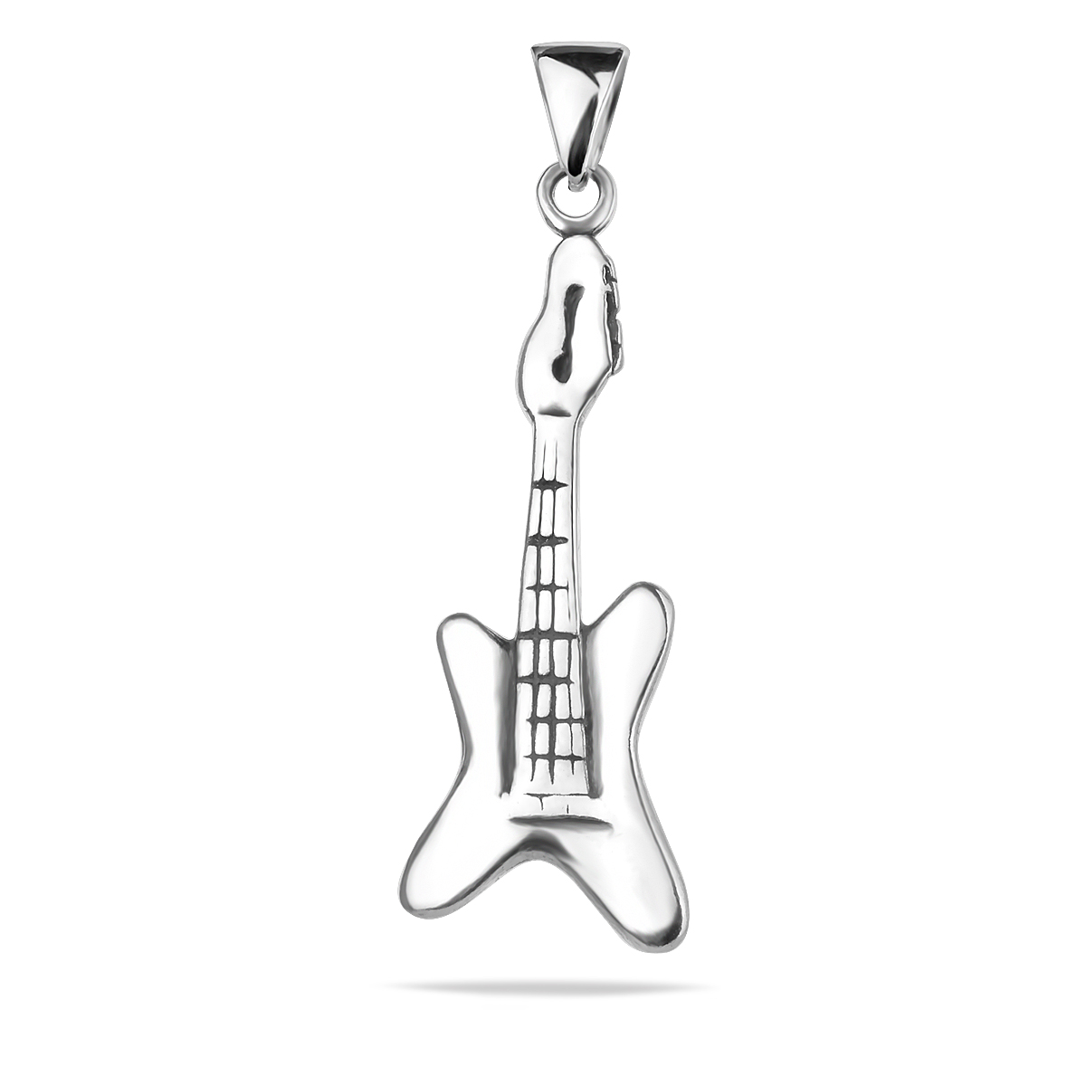 Guitar Pendant Solid Sterling Silver 925 Music Charm Electric Guitar Rock Guitar Unisex Women Men Jewellery Gift