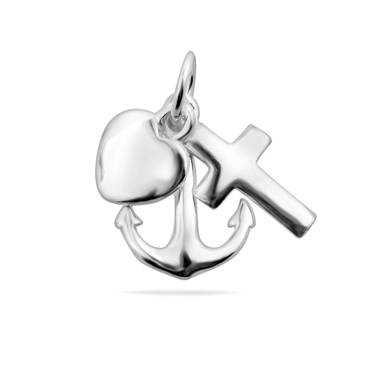 Trinity of Love, Faith, and Hope Sterling Silver 925 Unisex Pendant with Heart, Cross, and Anchor Charms