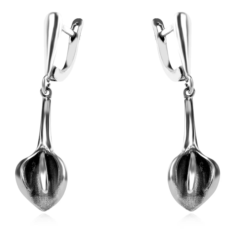 Calla Lily Sterling Silver 925 Earrings Flower Design Dangle Drop Style Jewellery Wedding Anniversary Birthday Gift