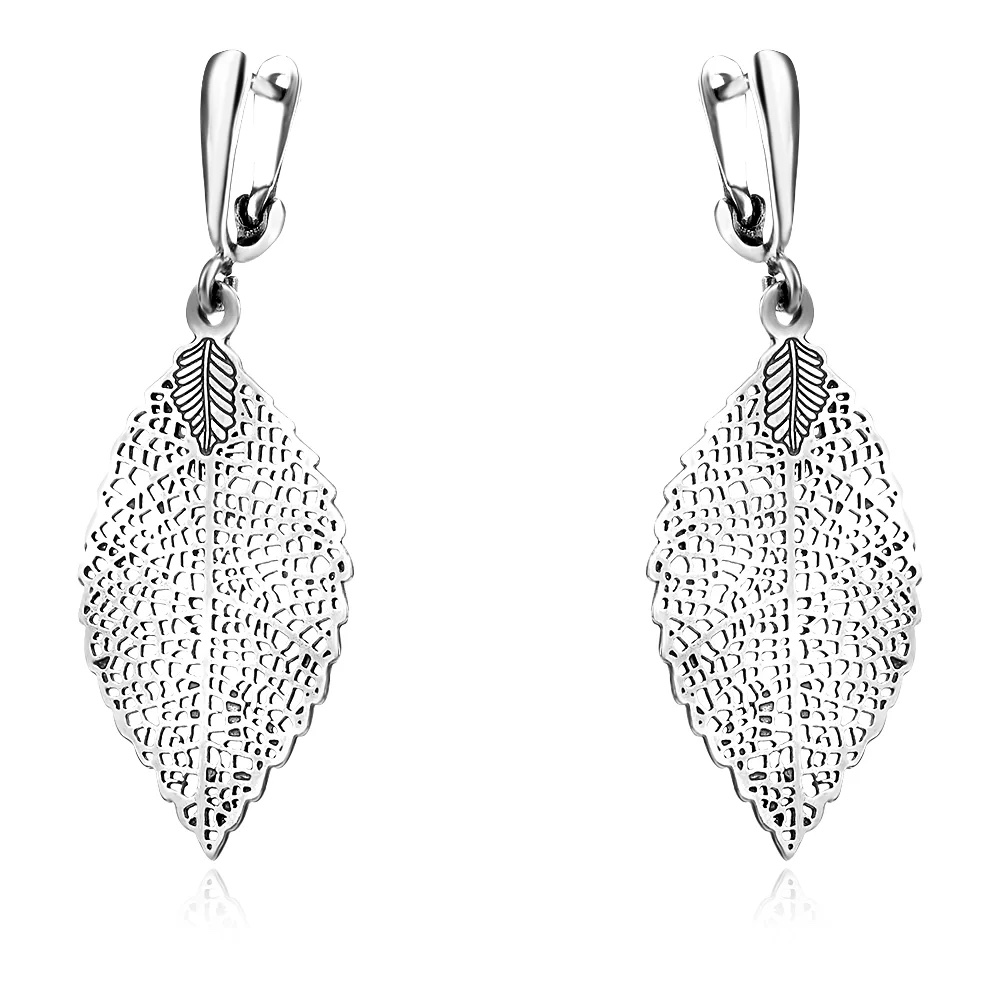 Sterling Silver 925 Tree Leaf Earrings Drop Dangle Jewellery Birthday Wedding Women Girl Gift Idea