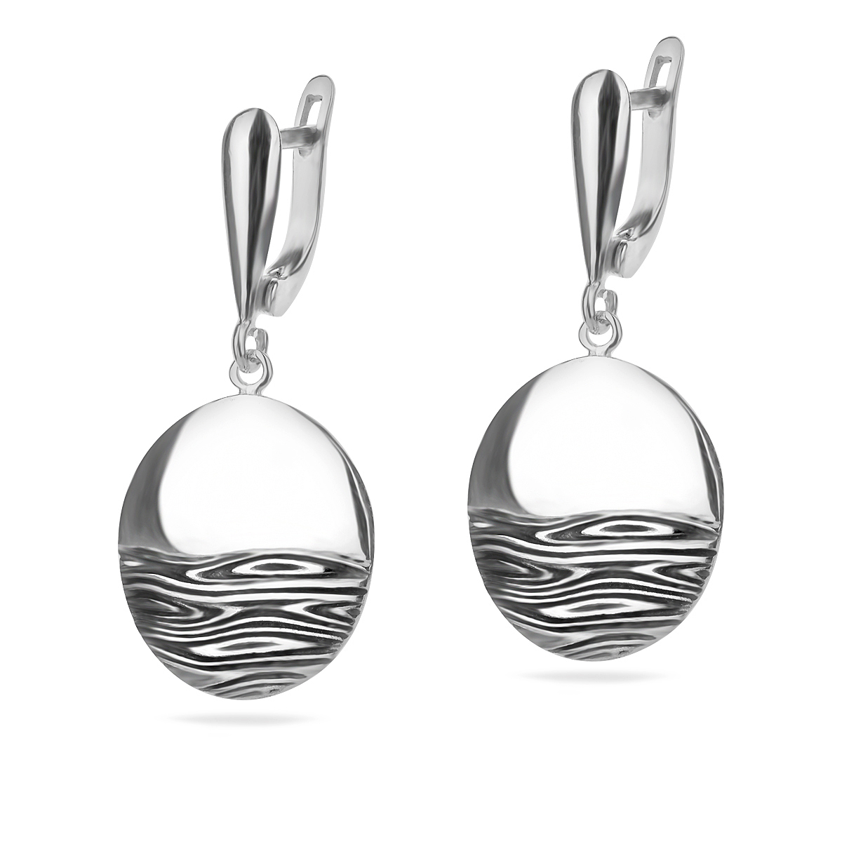 Ocean Waves Sterling Silver 925 Dangle Drop Earrings Round Ocean Sea Sunset Jewellery Gift