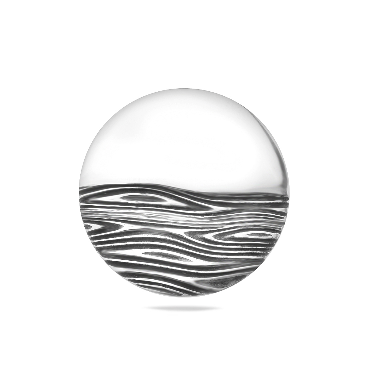 Ocean Waves Sterling Silver 925 Large Pendant Charm Circle Ocean Sea Sunset Jewellery Gift