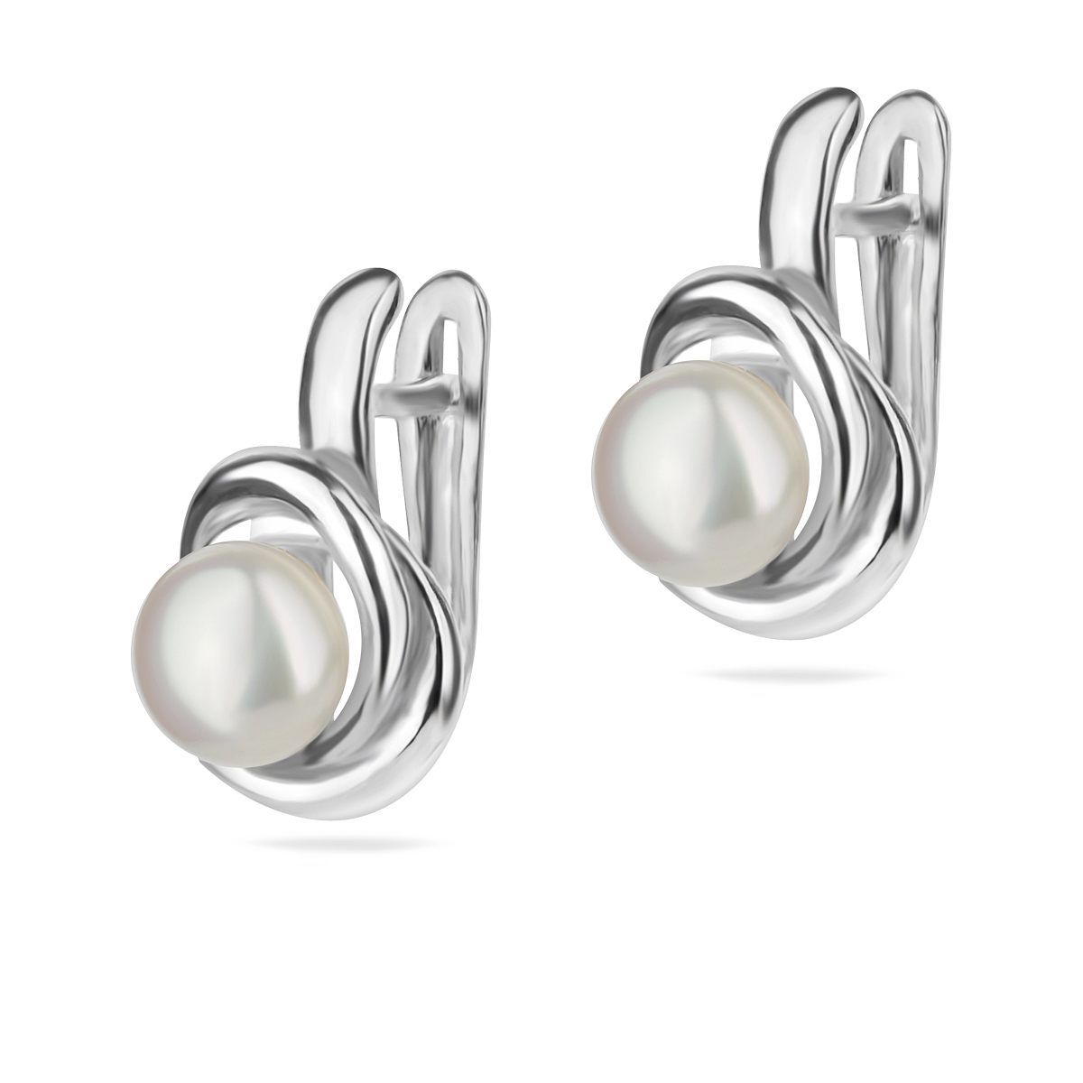 Pearl Sterling Silver 925 Earrings Swirl Design Gemstone Jewellery Wedding Bridal Bridesmaid Elegant Gift