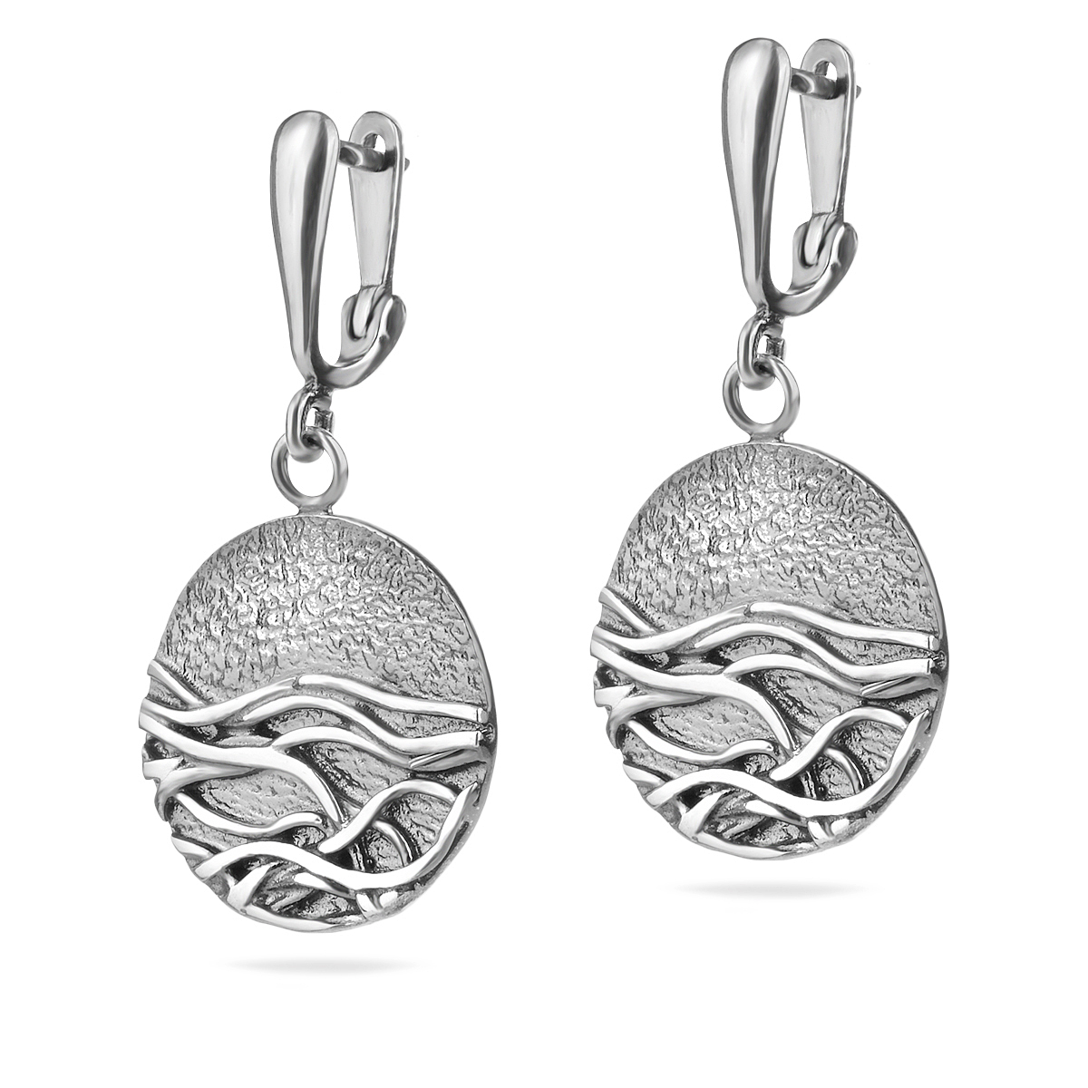 Ocean Inspired Sterling Silver 925 Dangle Drop Earrings Waves Sunset Round Jewellery Women Girl Gift Idea