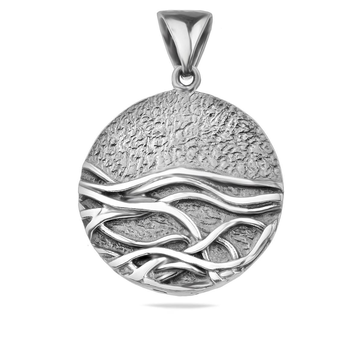 Ocean Pendant Sterling Silver 925 Necklace Chain Waves Sunset Round Jewellery Women Girl Gift Idea