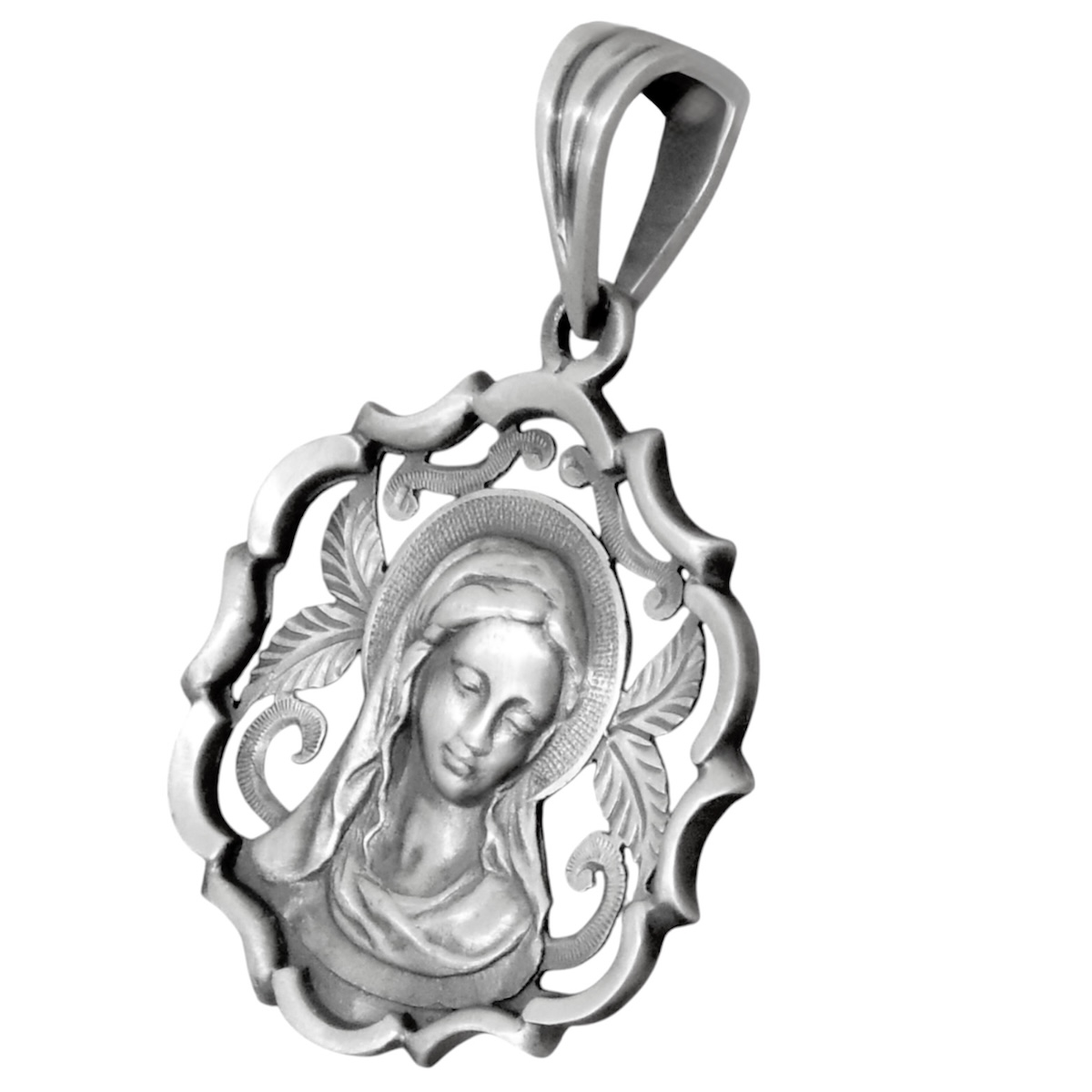 Sterling Silver 925 Necklace Pendant Virgin Mary Mother of God Religious Jewelry