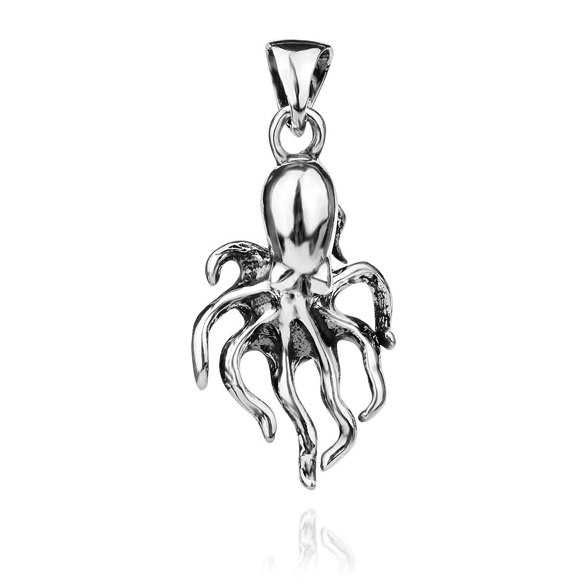Octopus Pendant Sterling Silver 925 Sea Monster Seawater Charm Nautical Ocean Sea Jewelry Sailor Seaman Necklace Chain Unisex Gift Present