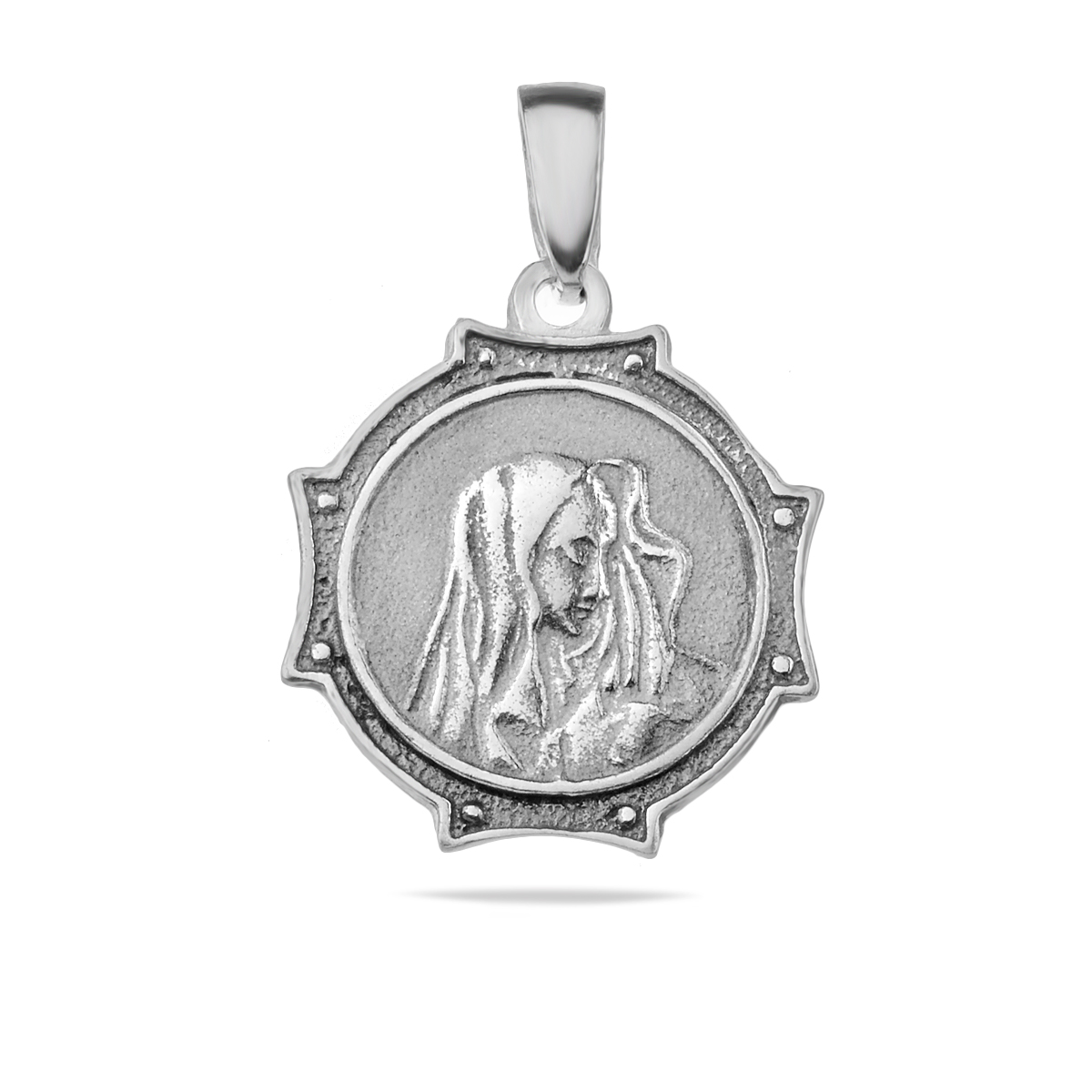 Mother of God Sterling Silver 925 Pendant Holly Mary Saint Mary Madonna Religious Circle Christening Baptism Jewellery Gift Idea