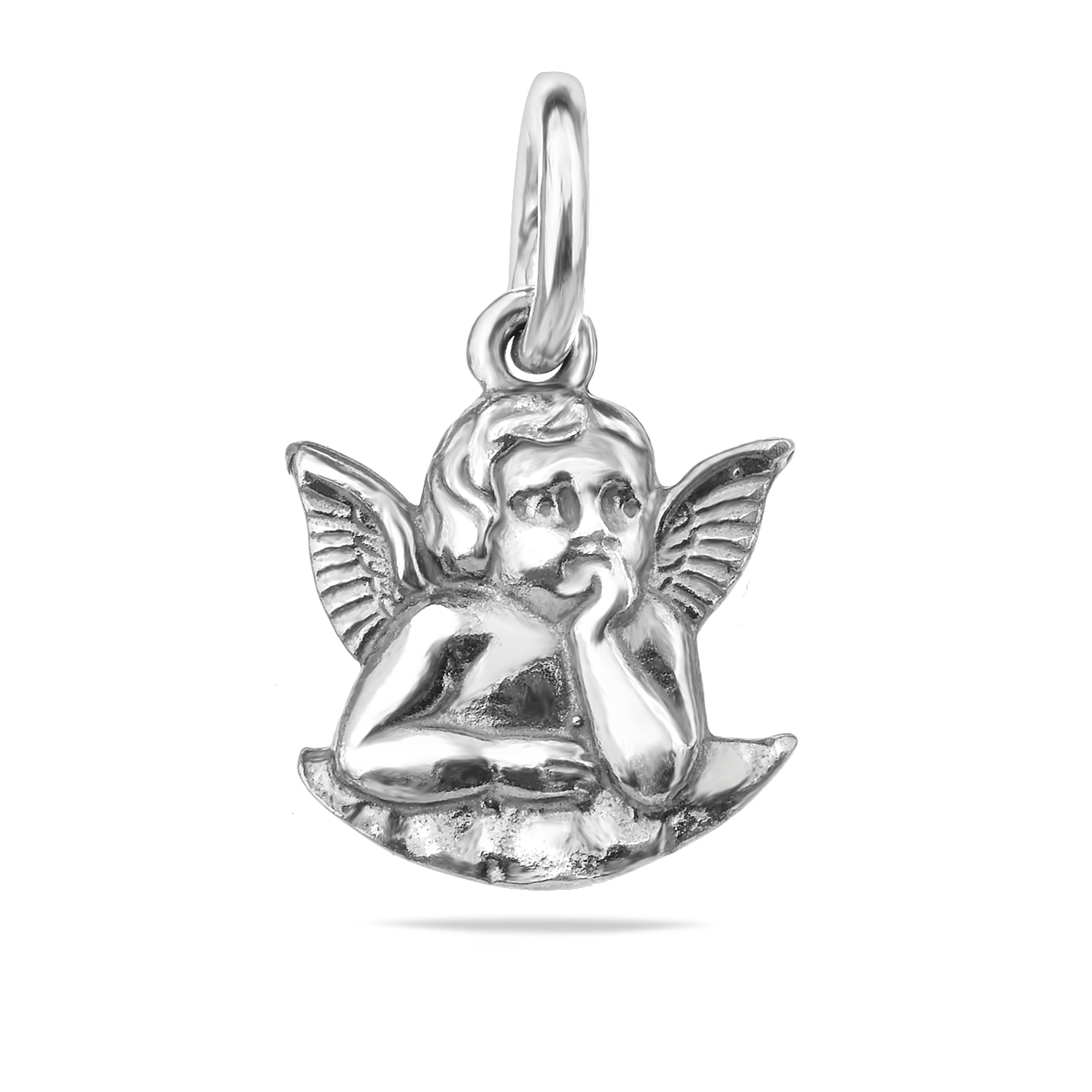 Small Guardian Cherub Angel Pendant Sterling Silver 925 Necklace Protection Charm