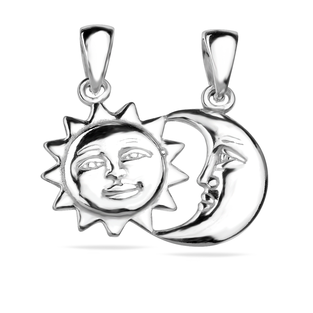 Sun Moon Pendant Sterling Silver .925 Necklace Chain Charm Celestial Unisex Jewellery Gift Present