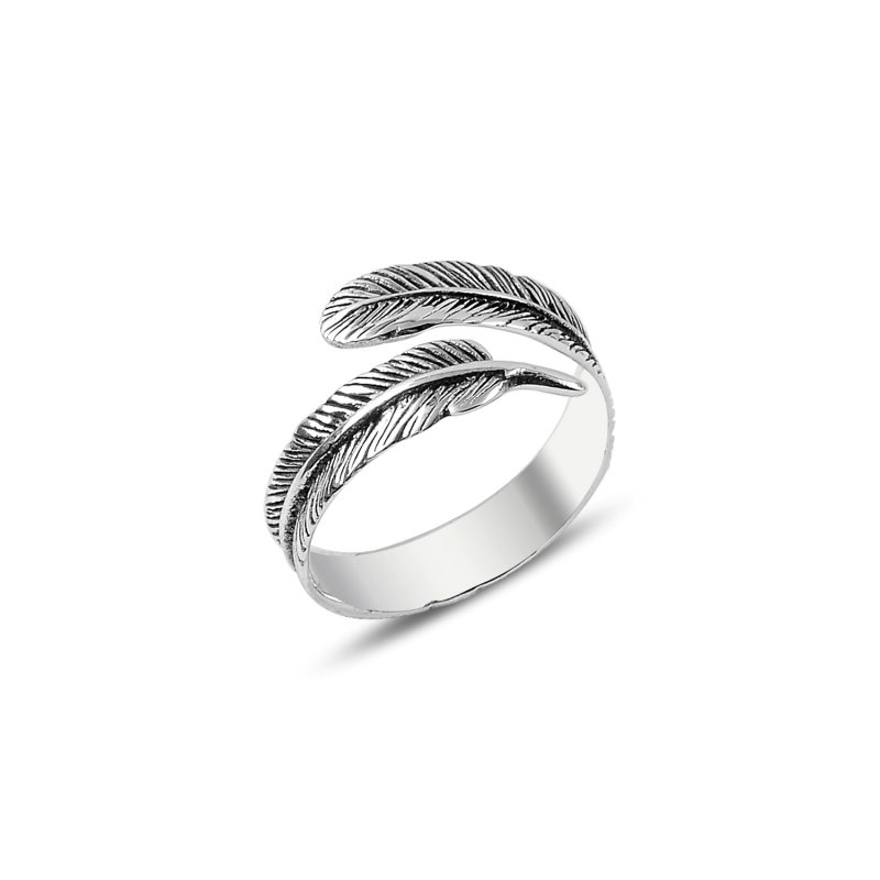 MARBARAS Sterling Silver 925 Leaf Open Wrap Band Stacking Adjustable Ring