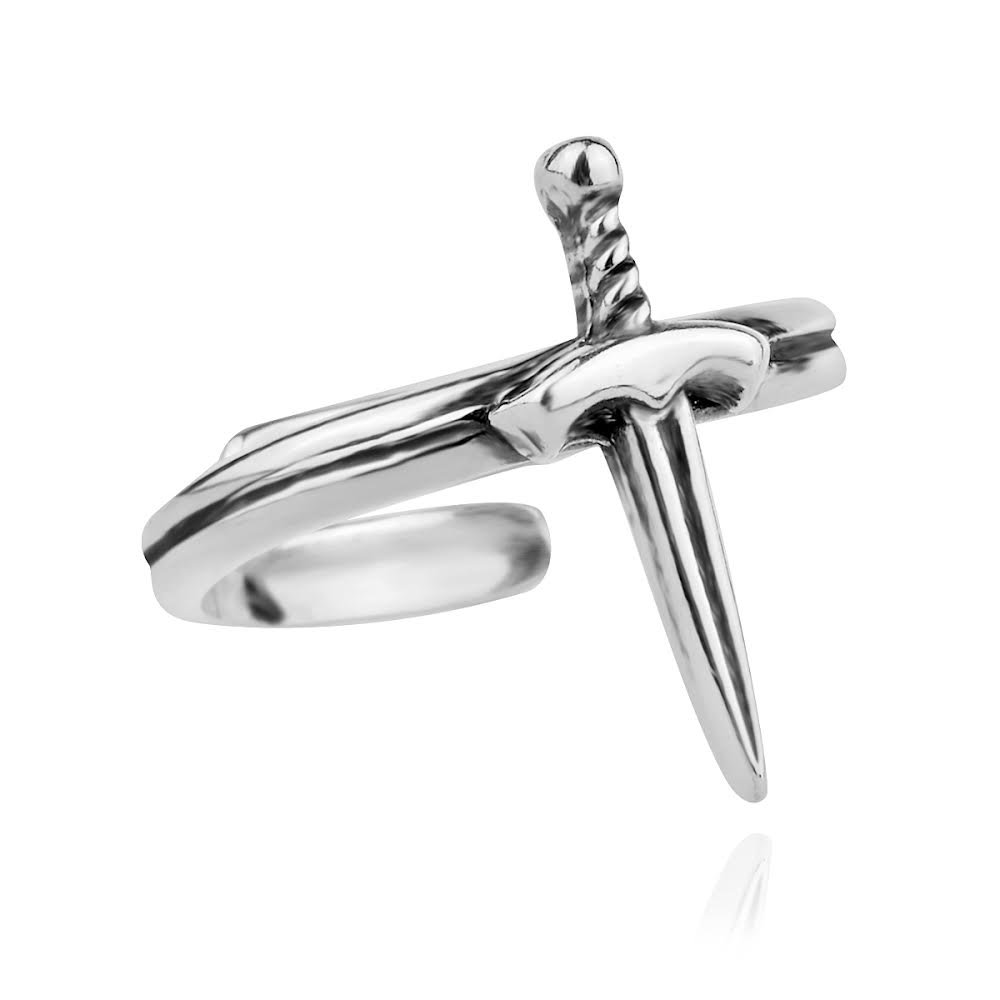 Sword Ring Sterling Silver 925 Minimalistic Stacking Dagger Adjustment Open Wrap Ring Dainty Women Girl Birthday Gift Present