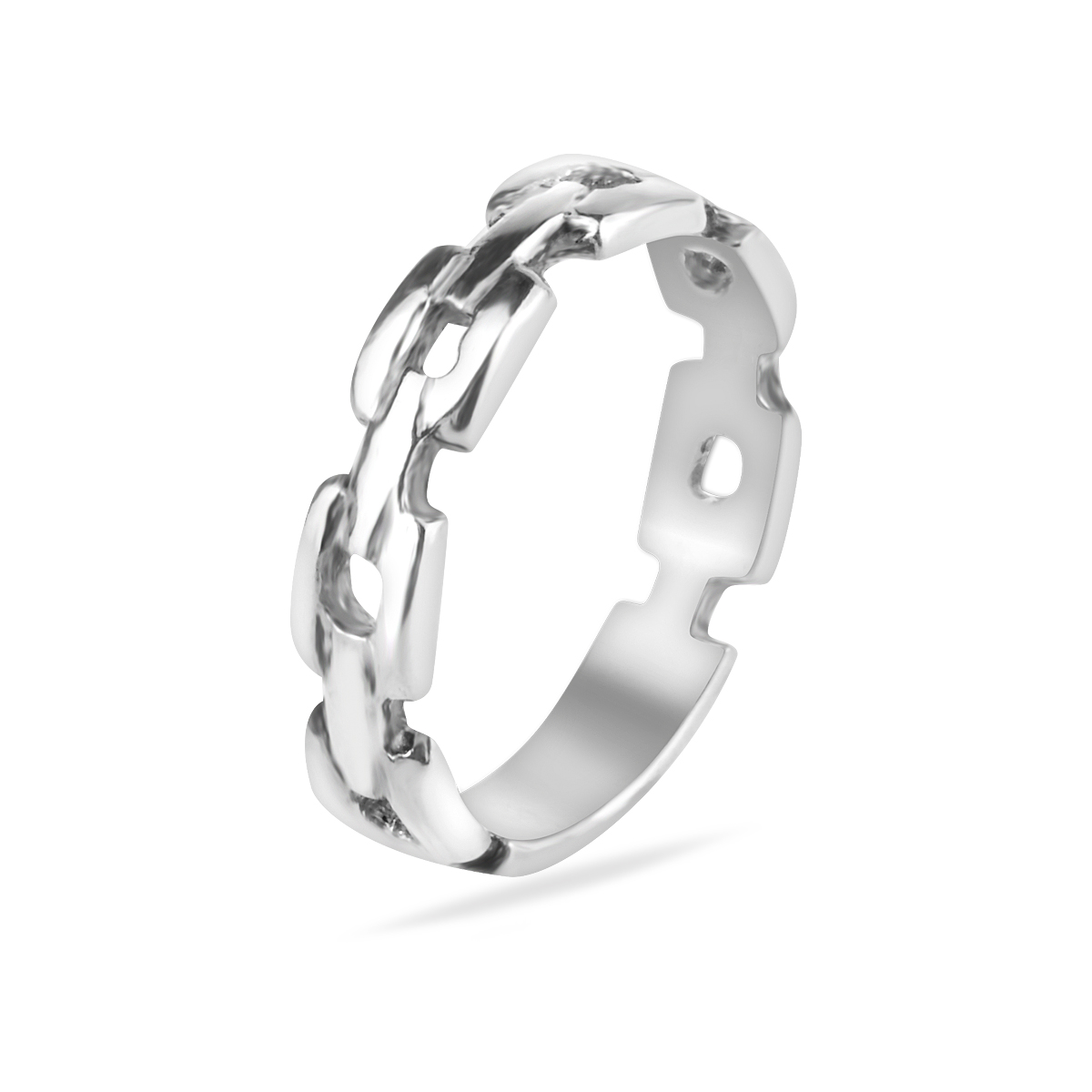 Chain Link Sterling Silver 925 Band Ring Minimalistic Design Chain Open Pattern Unisex Jewelry Gift Present