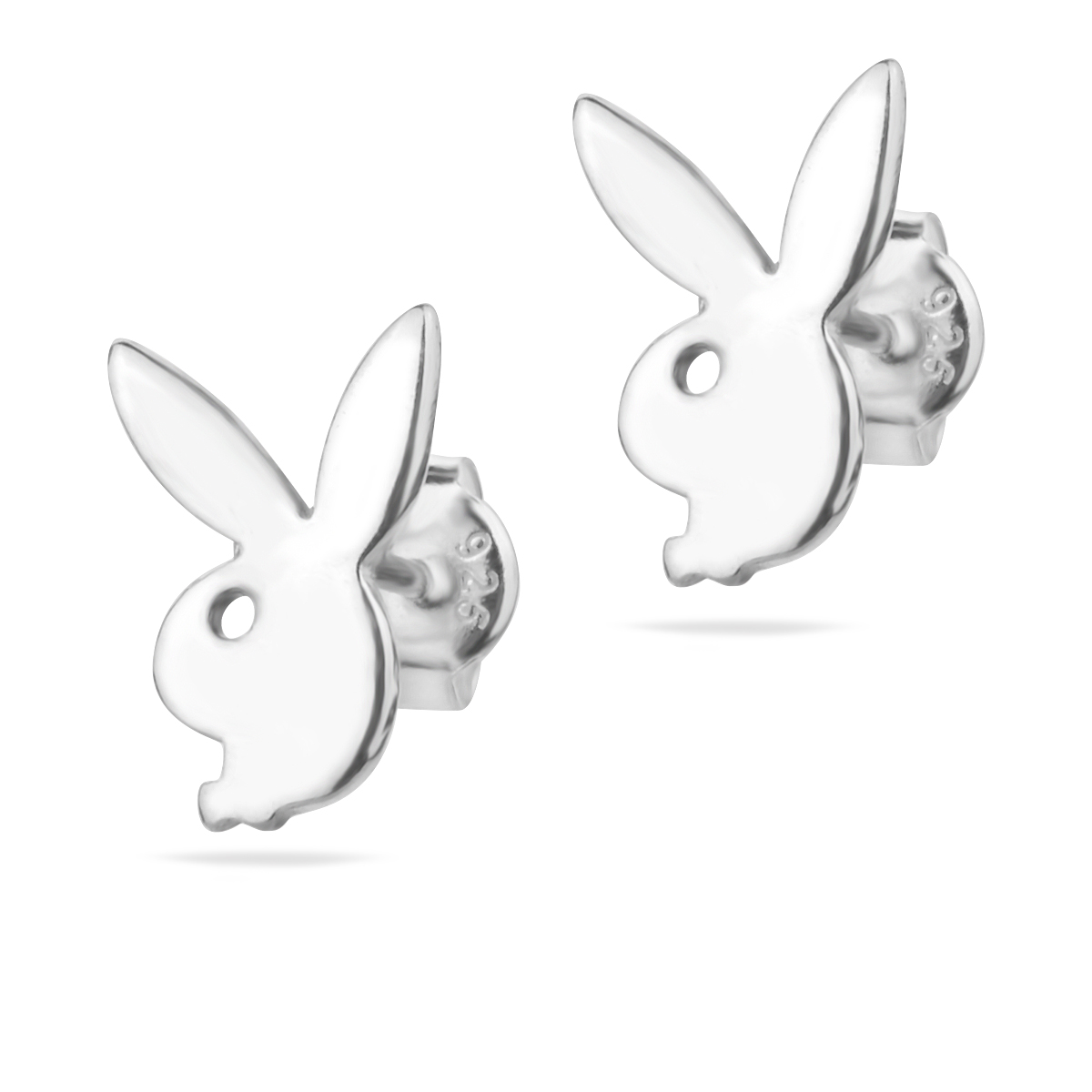 Playboy Stud Earrings Sterling Silver .925 Bunny Studs Minimalist Simple Jewellery Rabbit Earrings Unisex Gift Present